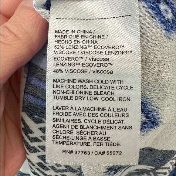 ELLA RAFAELLA | Blue Patchwork Button-Up Shirt Lenzing Ecovero Viscose | XXL - Picture 7 of 7